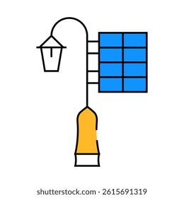 light pole with solar panel line icon vector. light pole with solar panel sign. isolated symbol illustration
