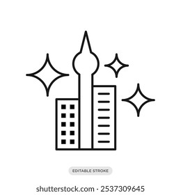 Poluição luminosa, ícone de luz da cidade, ambiente, natureza, símbolo de ecologia no fundo branco - ilustração vetorial