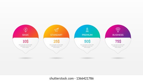 Light pricing list with 4 options. Infographic element vector with four number options, can be used for business presentation template, price list, timeline, steps, options. EPS10 