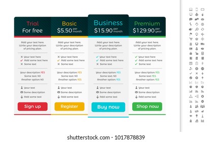 Light pricing table with dark header and one recommended option