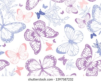 Light print of beautiful butterflies pattern 