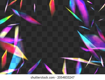 Light Prism Vector Transparent Background. Holographic Glints Abstract Wallpaper. Gradient Confetti Effect Pattern. Color Isolated Sparkle Branch.