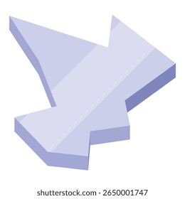 Light purple 3d arrow pointing right with jagged edges, symbolizing progress, movement, and direction