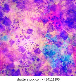 Light purple abstract seamless background with crystals and shapeless spots