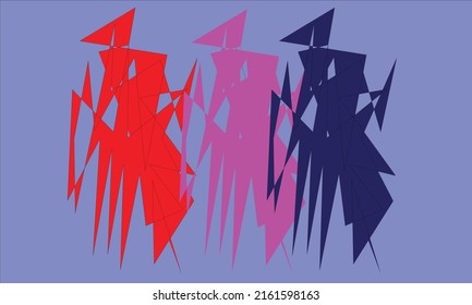 light purple background with red, dark blue and pink hues