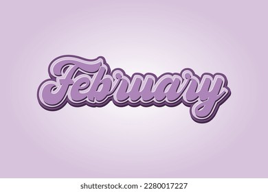 light purple background with typography and text effect word february
