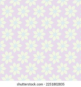 Light purple background with yellow flowers. Decorative seamless pattern for wrapping paper, wallpaper, textile, greeting cards and invitations.