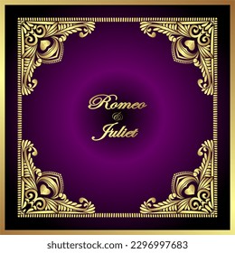 light purple and black background frame illustration with golden pattern