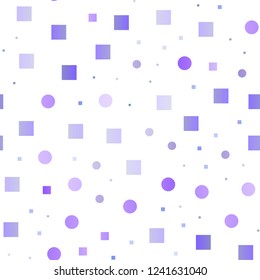 Light Purple, Blue vector seamless cover with circles, cubes. Colorful gradient with circles, rectangles on abstract backdrop. Pattern for design of fabric, wallpapers.