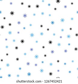 Light Purple, Blue vector seamless texture with colored snowflakes. Modern geometrical abstract illustration with snowflakes. Design for textile, fabric, wallpapers.
