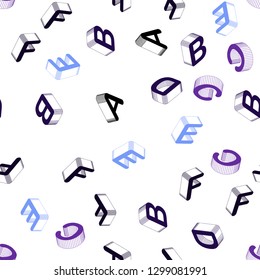 Light Purple, Blue vector seamless pattern with 3D ABC symbols. Shining colorful 3D illustration with isolated letters. Pattern for design of fabric, wallpapers.