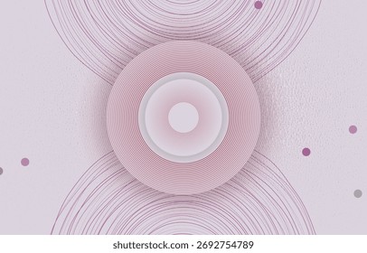 Líneas mínimas circulares de color púrpura claro sobre fondo de papel grunge. Concepto Abstractas de diseño de Vector