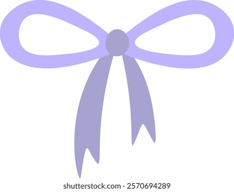 Light purple decorative bow featuring a knot and flowing ribbons, elegantly hanging against a crisp white background, presented as a simple vector illustration for various design needs