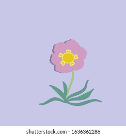 Light purple flower vector with mini heart inside.