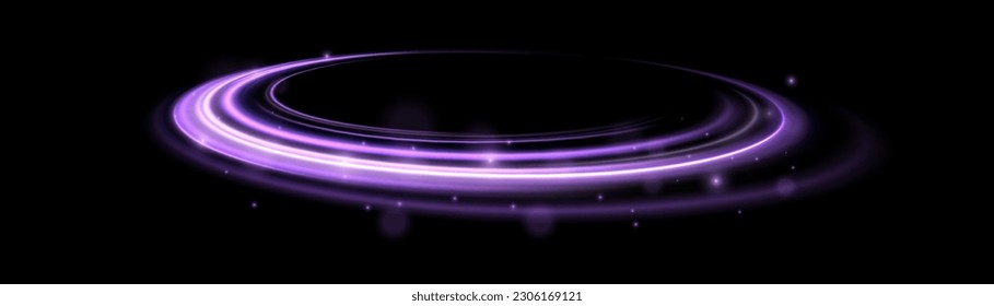 Efecto luminoso violeta. Líneas de velocidad blancas brillantes. Resumen de las líneas de tráfico en la carretera. Ola de pista de polvo ligero, línea de seguimiento de la trayectoria de incendio, faros de coche, fibra óptica y giratorio de curva de filamento.