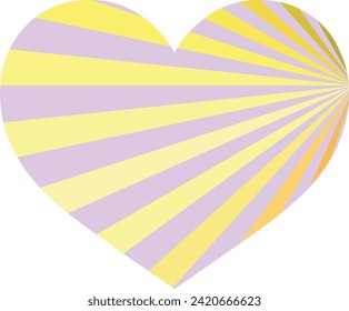 light purple heart shape with stripe inside, different shades and colors, heart vector illustration for valentines day.