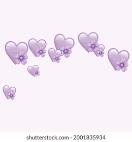 light purple hearts in rainbow shape