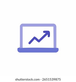 Light purple laptop screen displaying a rising graph