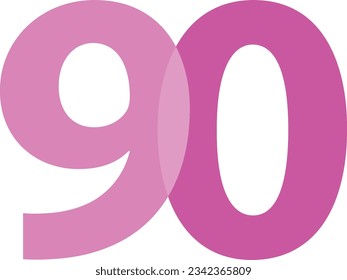 light purple monochrome color  number ninety isolated on white background. vector illustration