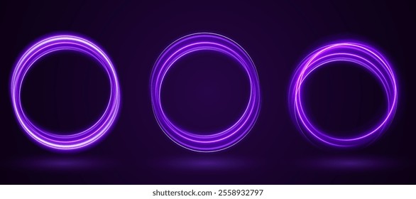 Light Purple Neon Ring: Circular Glow with Movement and Speed Effect for Dynamic Visuals and Web Design