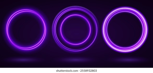 Light Purple Neon Ring: Circular Glow with Movement and Speed Effect for Dynamic Visuals and Web Design