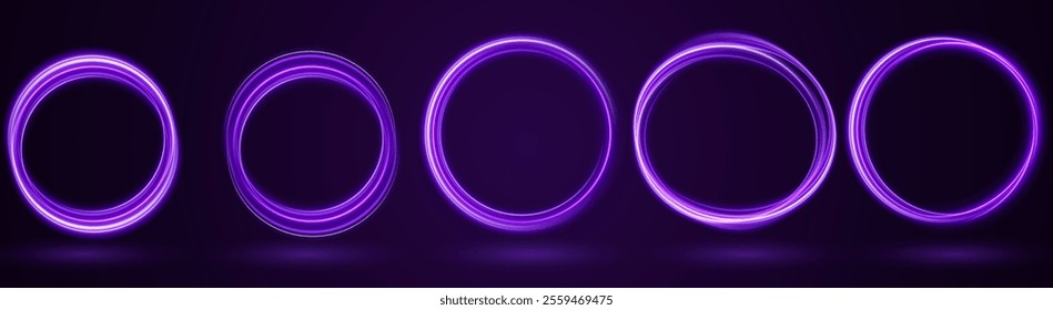 Light Purple Neon Ring: Circular Glow with Movement and Speed Effect for Dynamic Visuals and Web Design