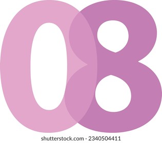 light purple number eight isolated on white background. vector illustration