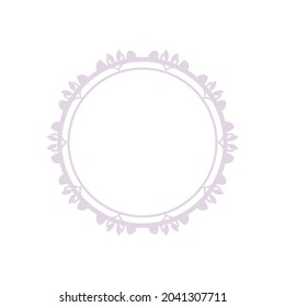 Light purple ornamental circular pattern on white background. Card template design. Decorative vector frame.