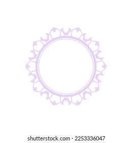 Patrón circular color púrpura claro sobre fondo blanco. Diseño de plantilla de tarjeta. Marco vectorial decorativo.
