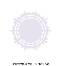 Hellviolettes ornamentales rundes Muster auf weißem Hintergrund. Kartenvorlagendesign. Vektorgrafik.