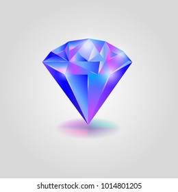 Light purple, pink diamond isolated on white background.Vector illustration. 