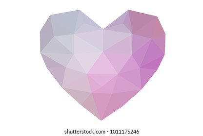 Light Purple, Pink vector abstract glitter heart shape on white background in love concept for valentine's day with sweet and romantic moment. Polygonal design for your business.