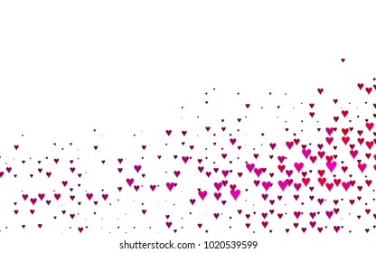 Light Purple, Pink vector abstract small hearts on white background. Template for valentine day with sweet, romantic concept. Amazing pattern for your design, banner, leaflet.