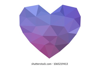 Light Purple, Pink vector abstract glitter heart shape on white background in love concept for valentine's day with sweet and romantic moment. Polygonal design for your business.