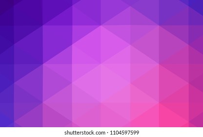Light Purple, Pink vector abstract mosaic background. Glitter abstract illustration with an elegant design. Triangular pattern for your business design.