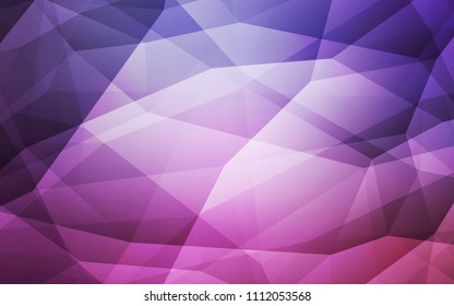 Light Purple, Pink vector abstract mosaic backdrop. Elegant bright polygonal illustration with gradient. Triangular pattern for your design.