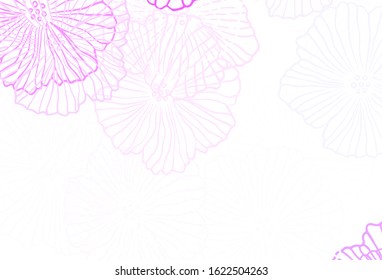 Light Purple, Pink vector abstract background with leaves. Flowers in natural style on white background. New design for your business.