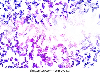 Light Purple, Pink vector abstract backdrop with leaves. leaves on blurred abstract background with gradient. Doodle design for your web site.