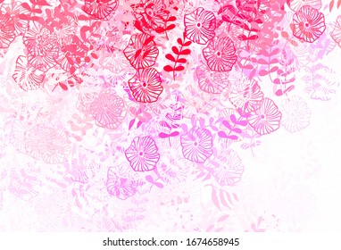 Light Purple, Pink vector abstract design with leaves, flowers. An elegant bright illustration with leaves and flowers. Pattern for heads of websites, designs.