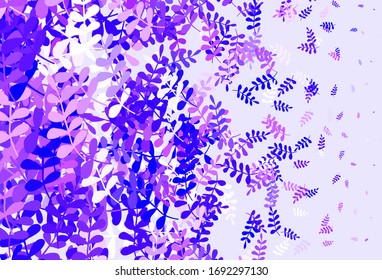 Light Purple, Pink vector abstract backdrop with leaves. New colorful illustration in doodle style with leaves. Hand painted design for web, wrapping.