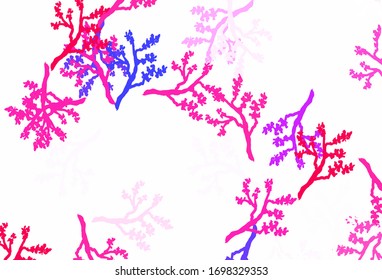 Light Purple, Pink vector abstract background with sakura. Brand new colored illustration with leaves and branches. Elegant pattern for your brand book.