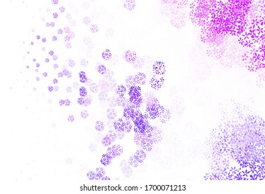 Diseño abstracto de vector claro púrpura y rosa con hojas. Ilustración decorativa con doodles en plantilla abstracta. Nuevo diseño para su negocio.