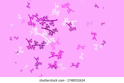 Light Purple, Pink vector abstract background with branches. Shining colored illustration with leaves and branches. Brand new design for your business.