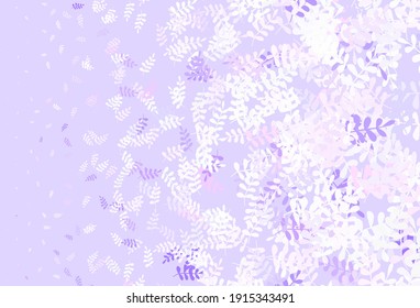 Hellviolett, rosafarbene, abstrakte Hintergrund mit Blättern. Eine elegante, helle Illustration mit Blättern im Naturstil. Vorlage für Hintergründe von Mobiltelefonen.