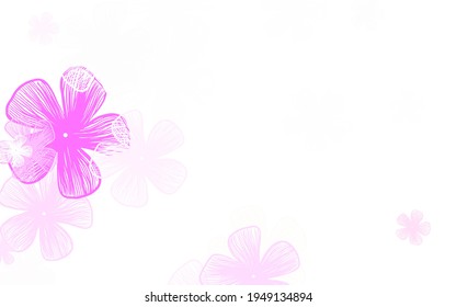 Light Purple, Pink vector abstract pattern with flowers. Decorative design of flowers on white background. Doodle design for your web site.