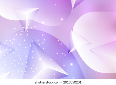 Púrpura claro, vector rosa Ilustración abstracta con discos coloridos y triángulos. Ilustración con un conjunto de círculos abstractos de colores brillantes. Diseño moderno para una tarjeta de visita.