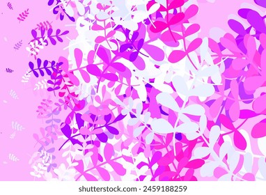 Light Purple, Pink vector abstract background with leaves. Sketchy doodles with leaves on blurred background. Doodle design for your web site.