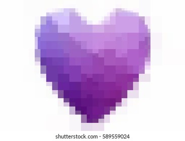 Light Purple, Pink vector abstract rectangle Geometrical Heart on white polygonal background. Happy Valentine's Day Greeting Card. Stock template for your design.