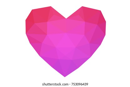 Light Purple, Pink vector abstract glitter heart shape on white background in love concept for valentine's day with sweet and romantic moment. Polygonal design for your business.