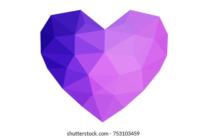 Light Purple, Pink vector abstract Triangle Geometrical Heart on white polygonal background. Happy Valentine's Day Greeting Card. Stock template for your design.